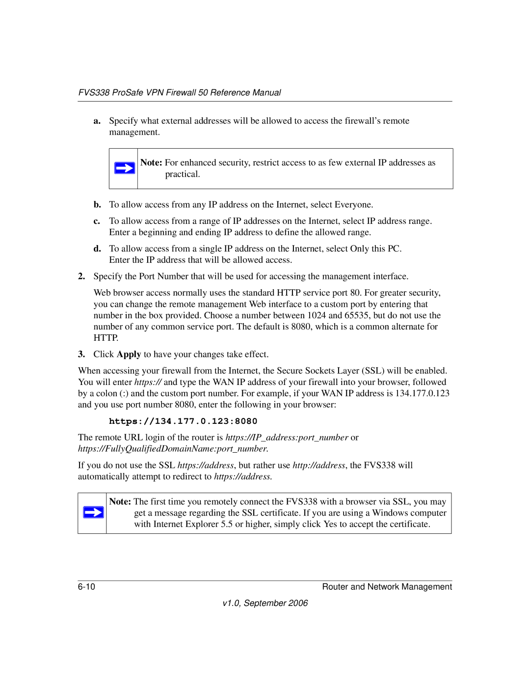 NETGEAR FVS338 manual Https//134.177.0.1238080 