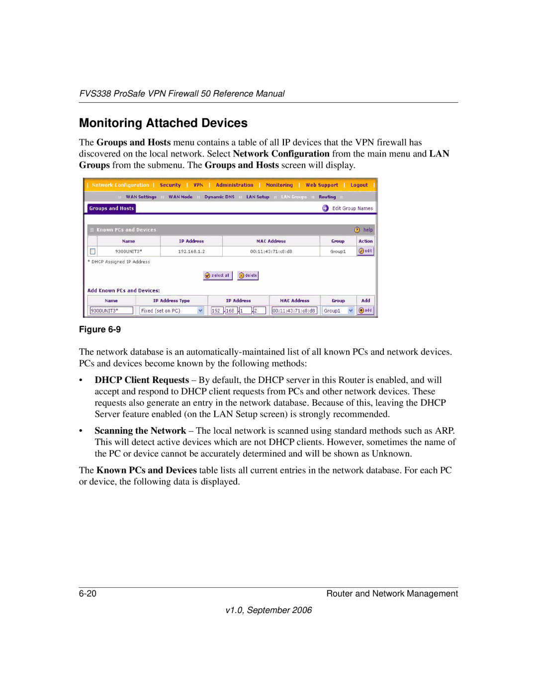 NETGEAR FVS338 manual Monitoring Attached Devices 