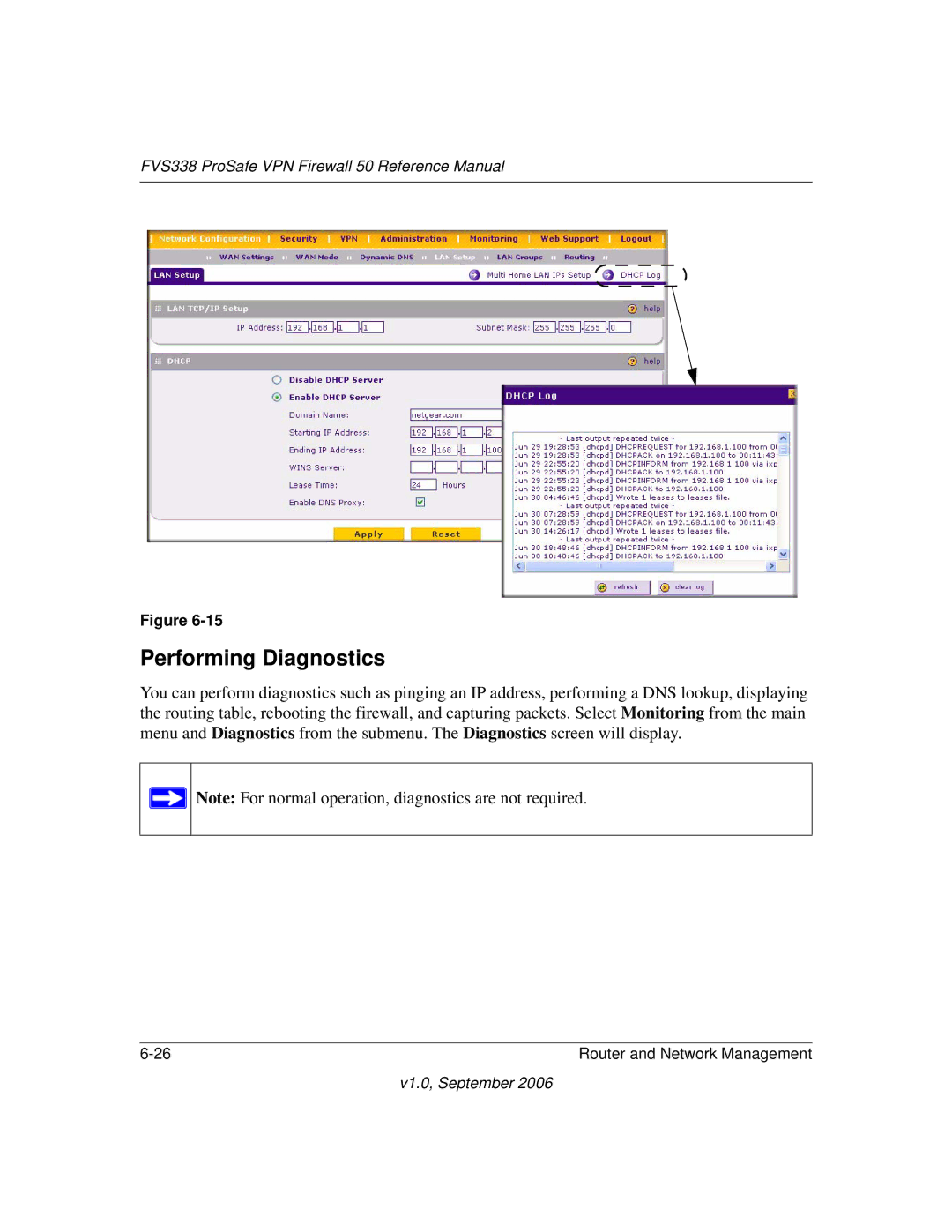 NETGEAR FVS338 manual Performing Diagnostics 