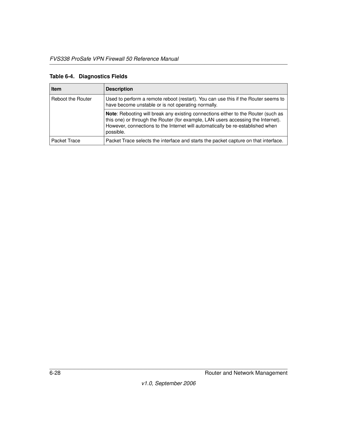 NETGEAR FVS338 manual Reboot the Router 