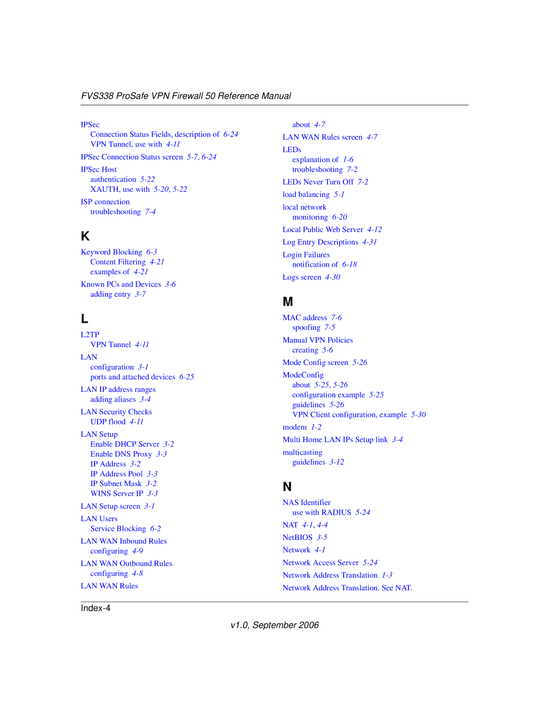 NETGEAR FVS338 manual Index-4 