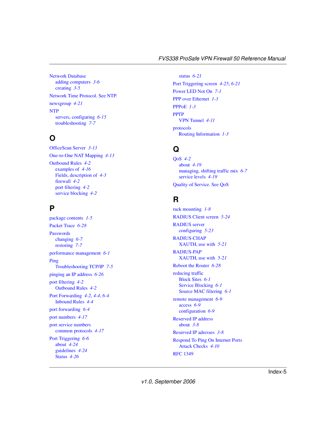 NETGEAR FVS338 manual Index-5 