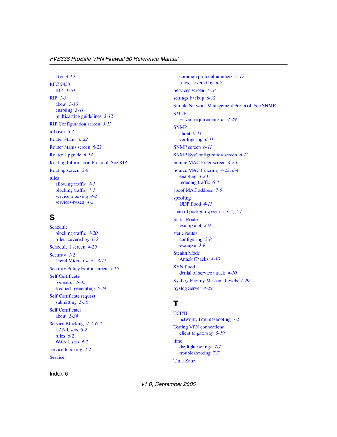 NETGEAR FVS338 manual Index-6 