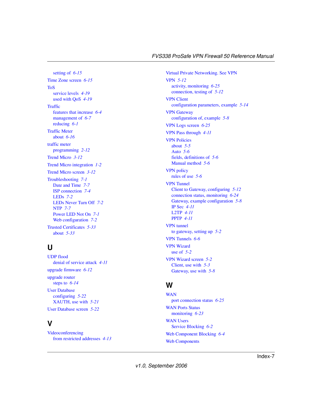 NETGEAR FVS338 manual Index-7 