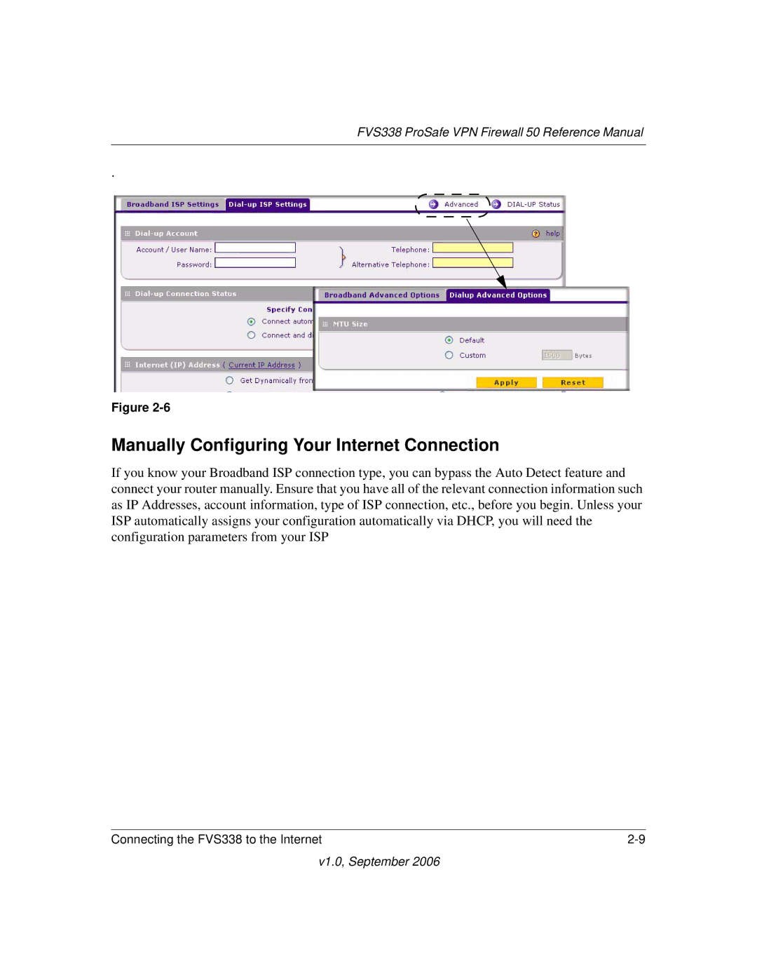 NETGEAR FVS338 manual Manually Configuring Your Internet Connection 