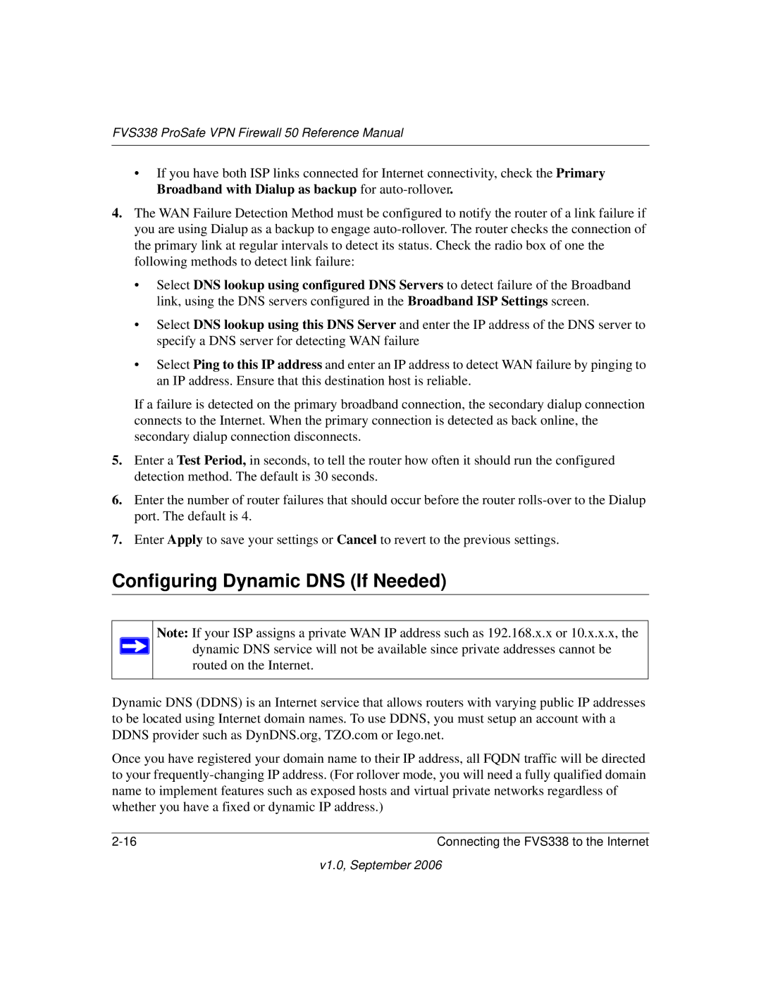 NETGEAR FVS338 manual Configuring Dynamic DNS If Needed 