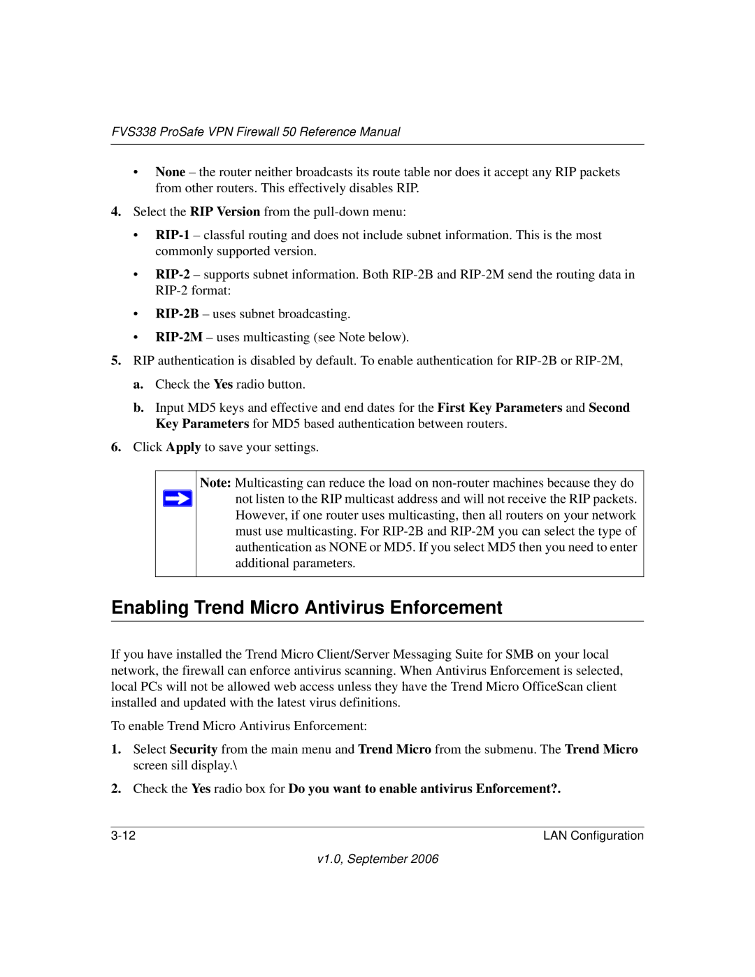 NETGEAR FVS338 manual Enabling Trend Micro Antivirus Enforcement 