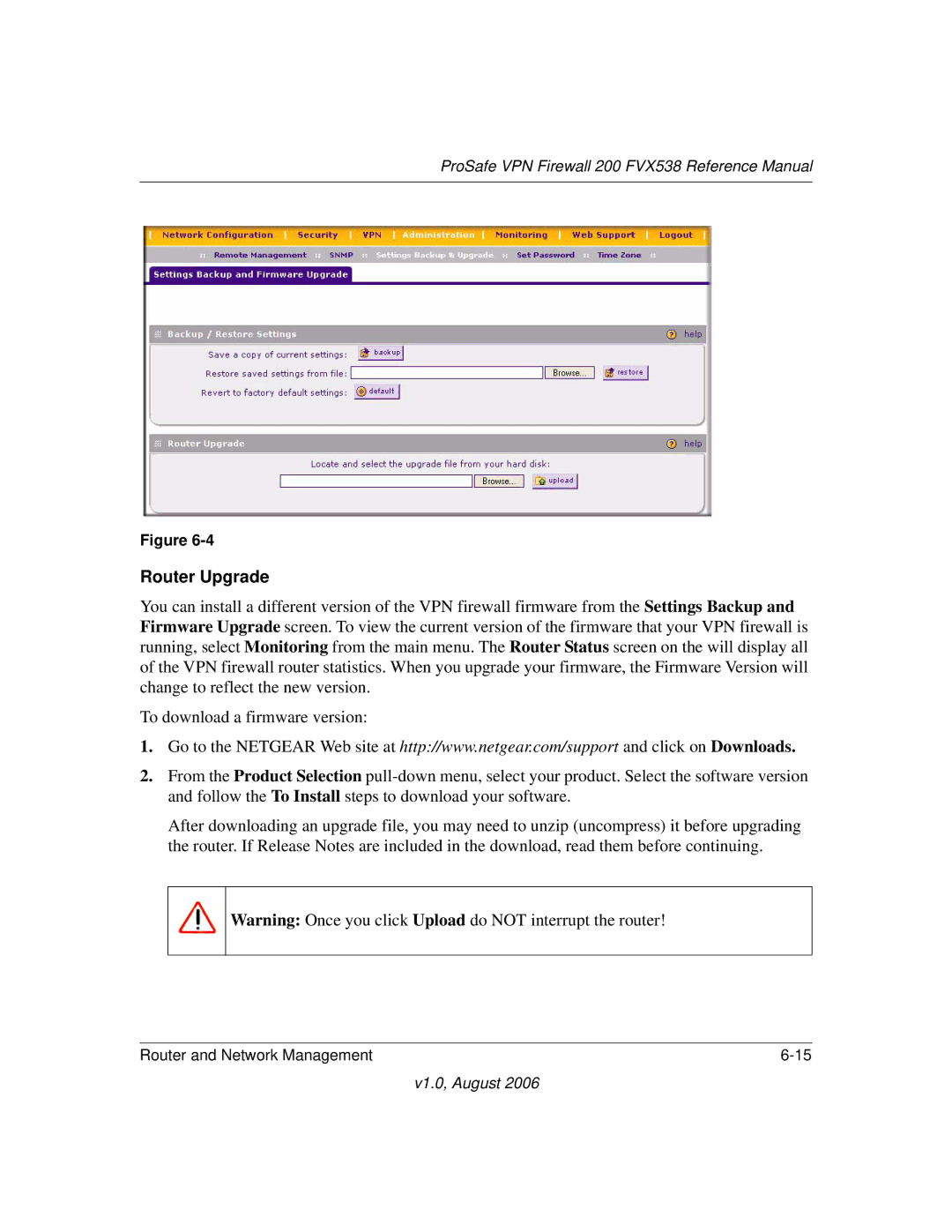 NETGEAR FVX538NA manual Router Upgrade 