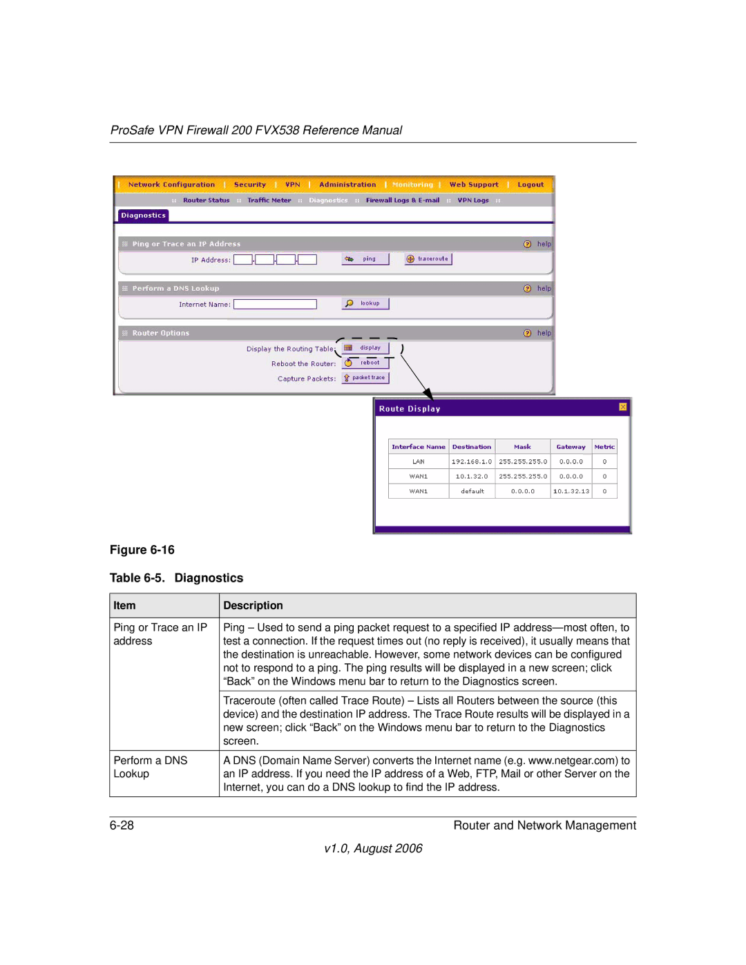 NETGEAR FVX538NA manual Diagnostics 