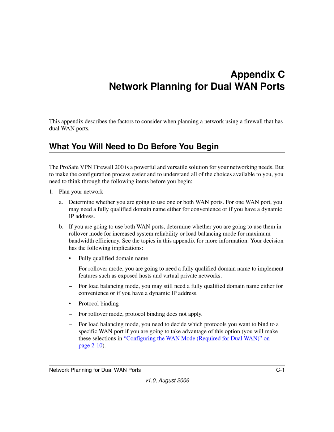 NETGEAR FVX538NA manual Appendix C Network Planning for Dual WAN Ports, What You Will Need to Do Before You Begin 