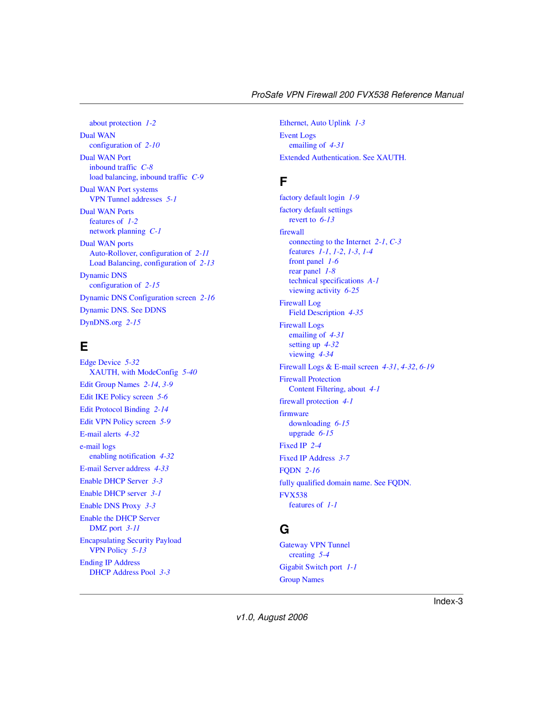 NETGEAR FVX538NA manual Index-3 