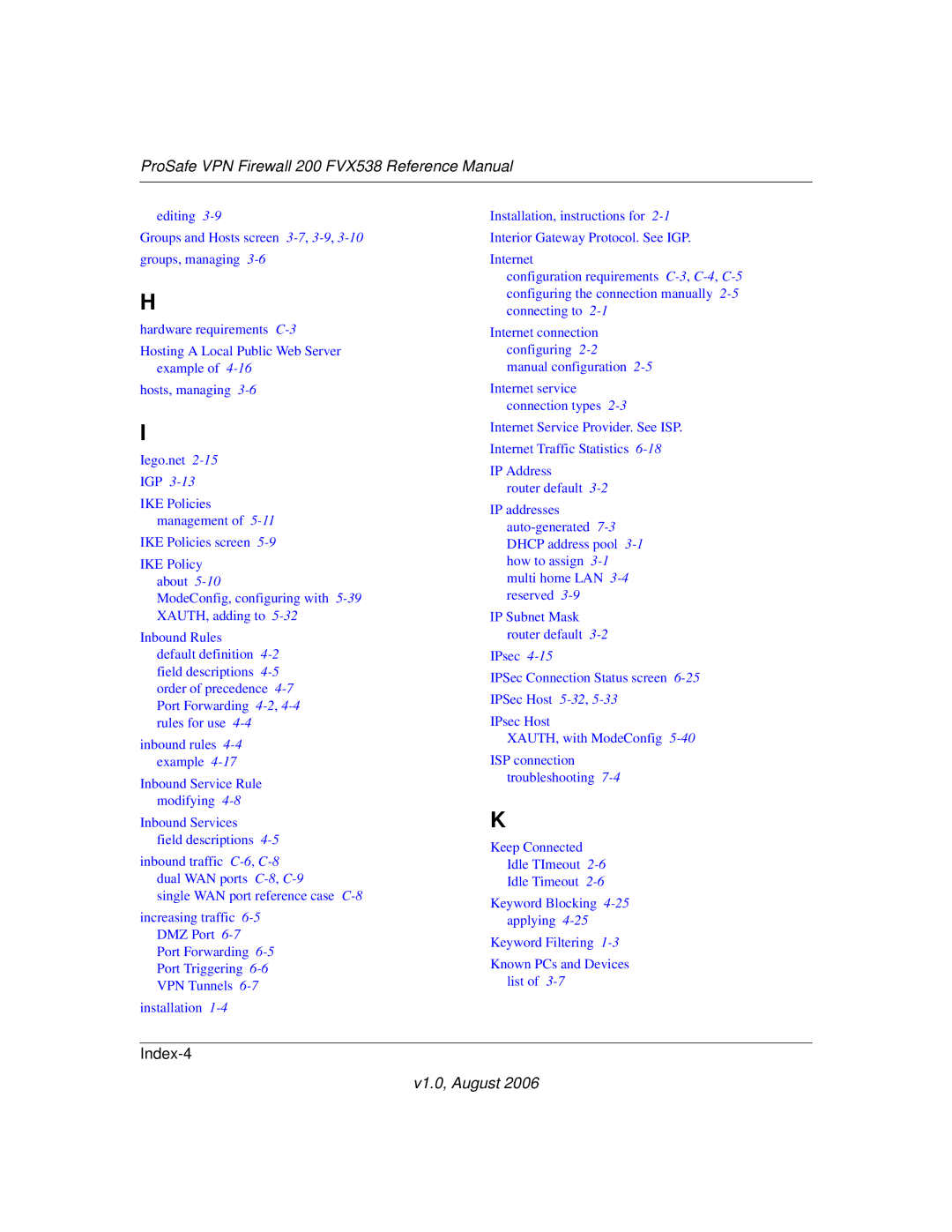 NETGEAR FVX538NA manual Index-4 