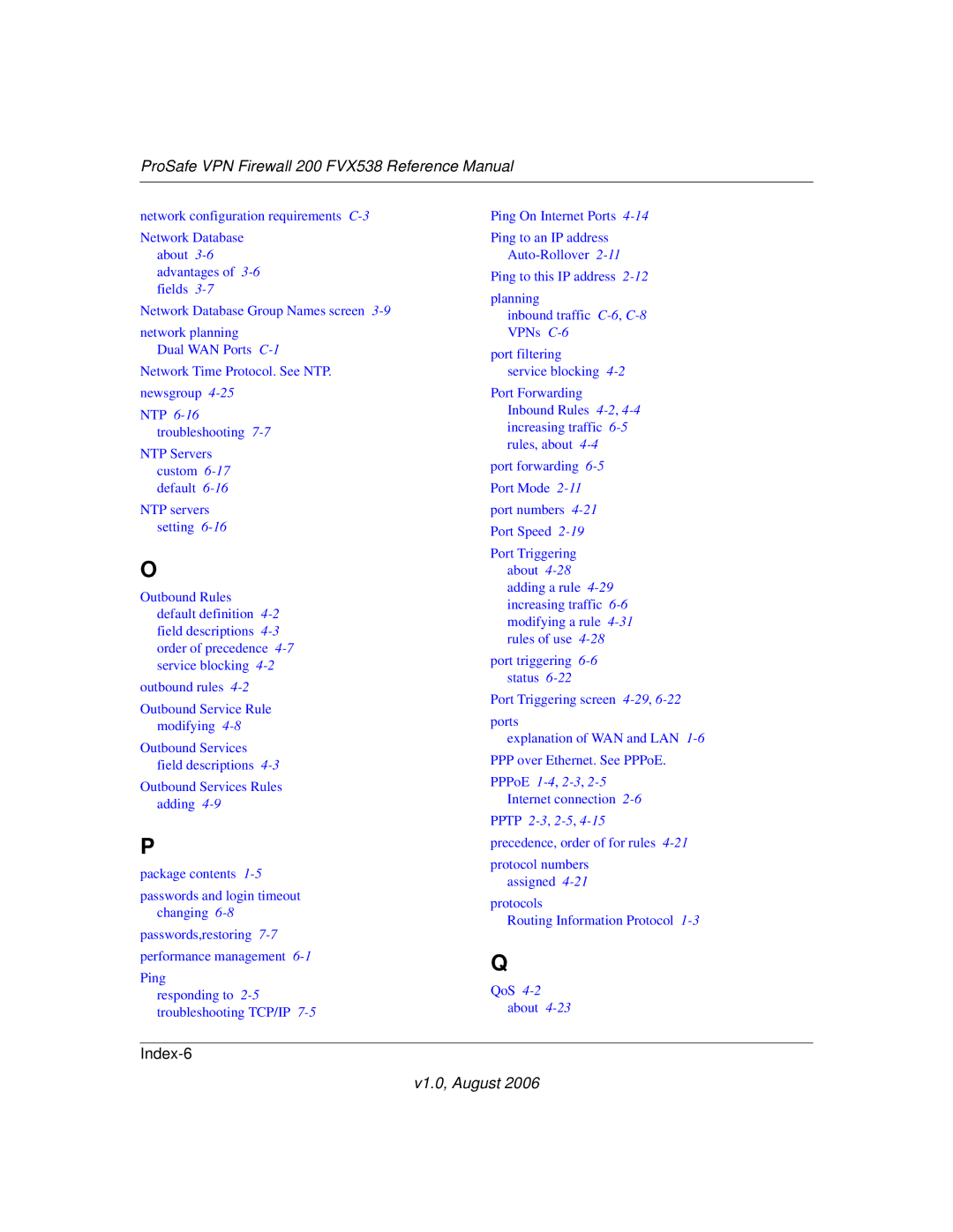 NETGEAR FVX538NA manual Index-6 