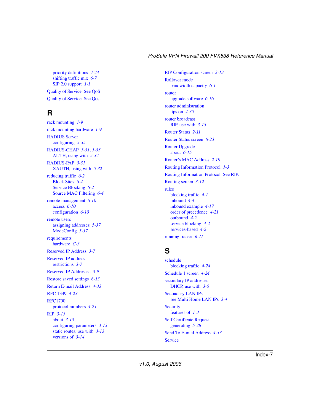 NETGEAR FVX538NA manual Index-7 