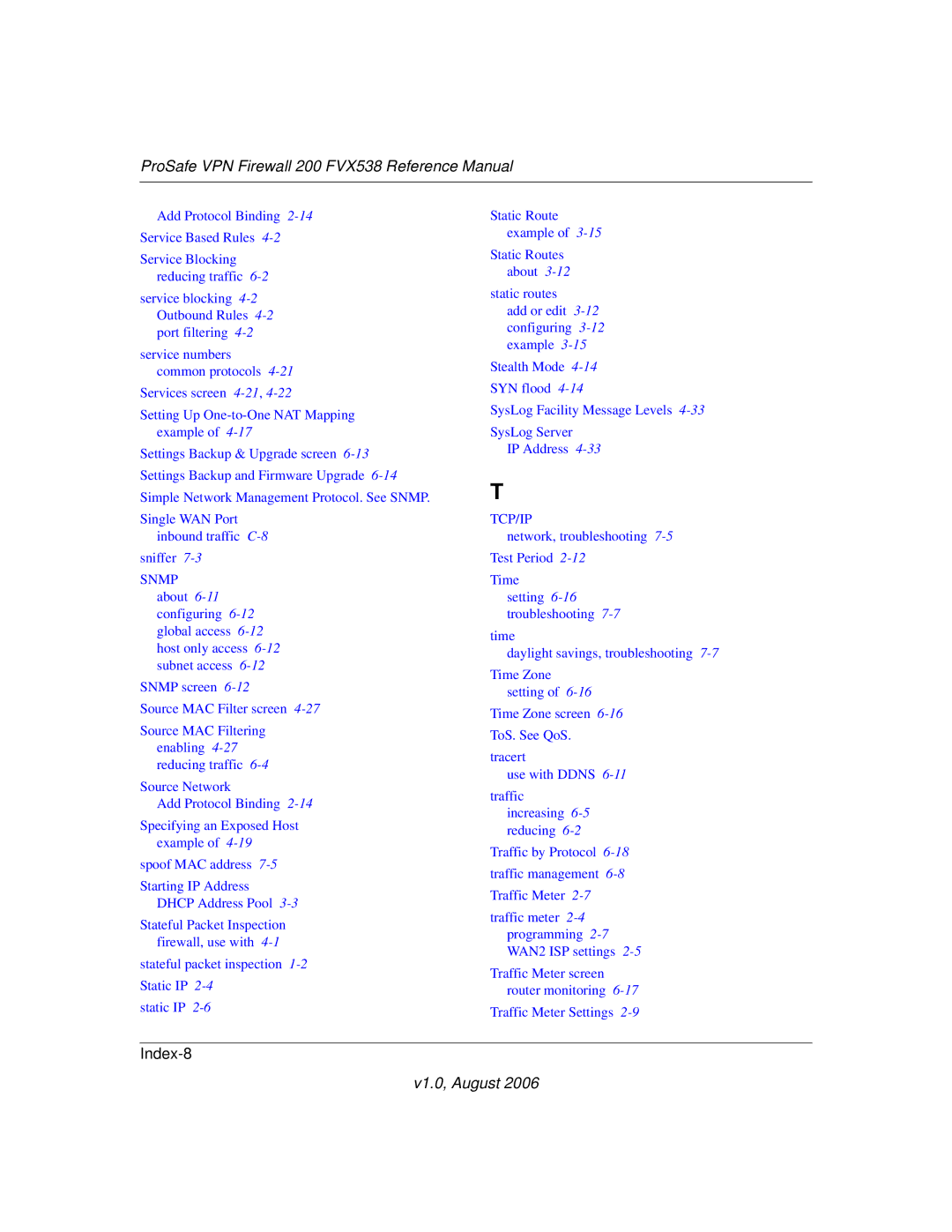 NETGEAR FVX538NA manual Index-8 