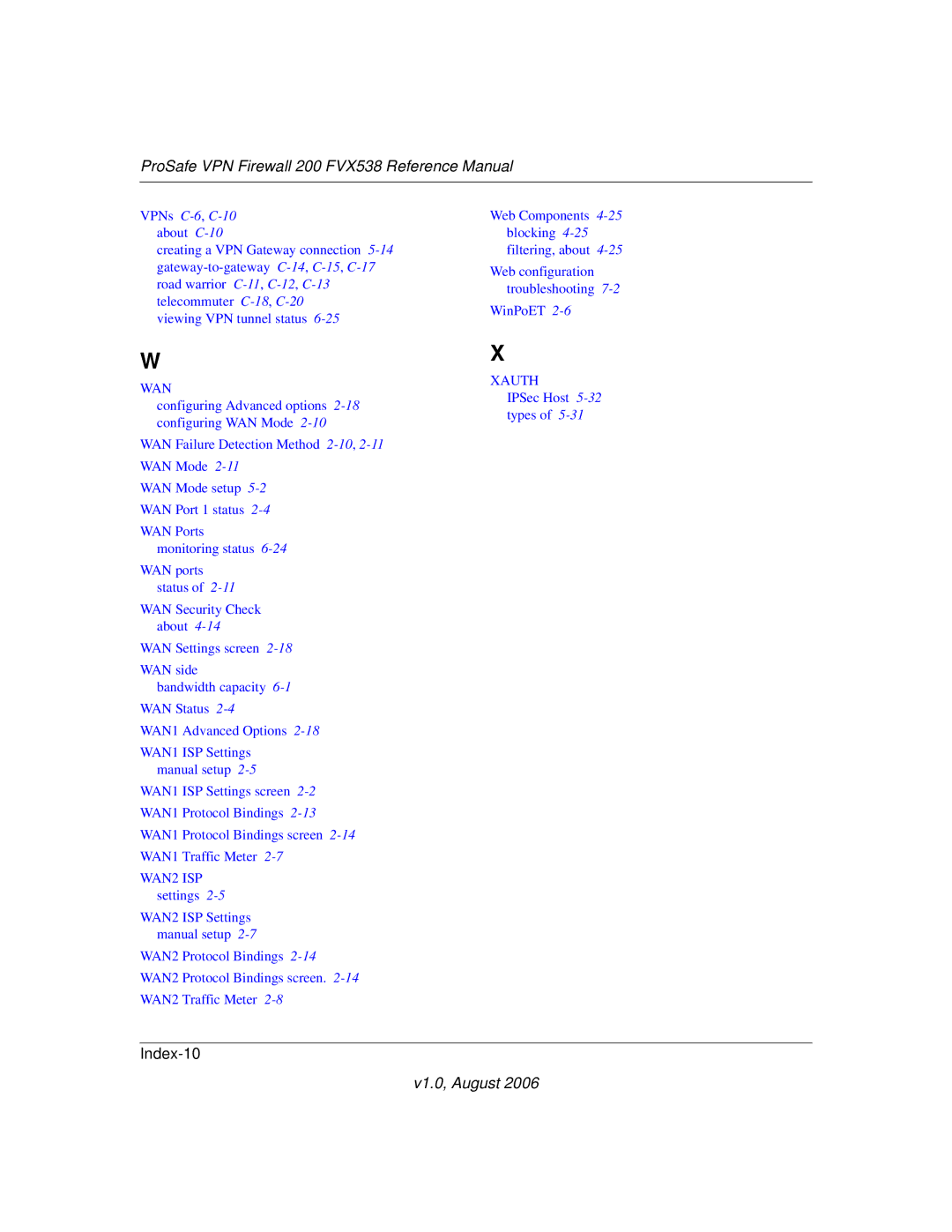 NETGEAR FVX538NA manual Index-10 