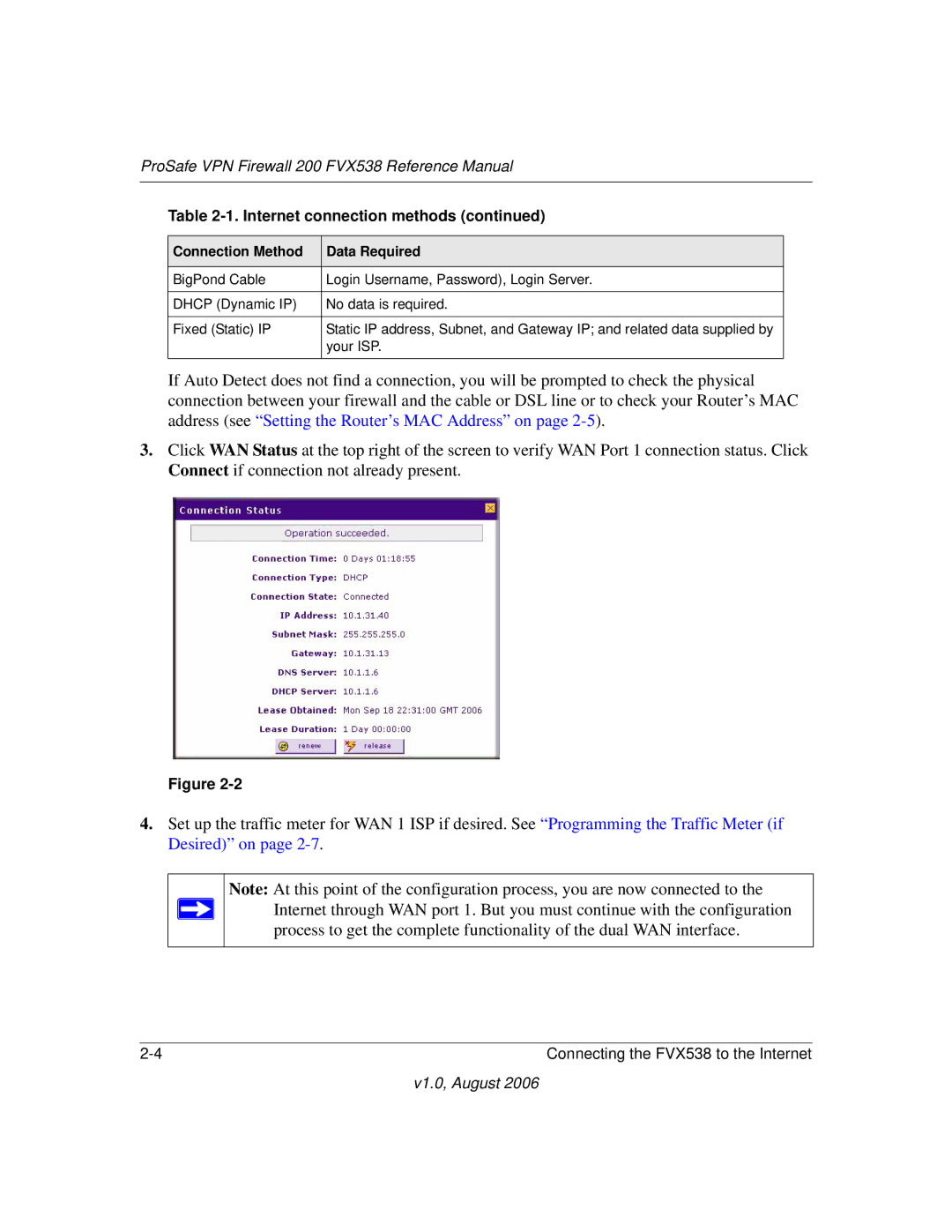 NETGEAR FVX538NA manual Internet connection methods 