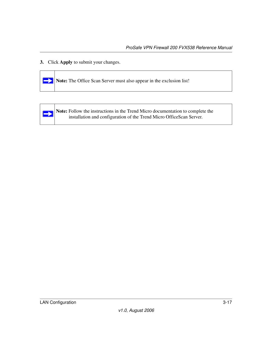 NETGEAR FVX538NA manual Click Apply to submit your changes 