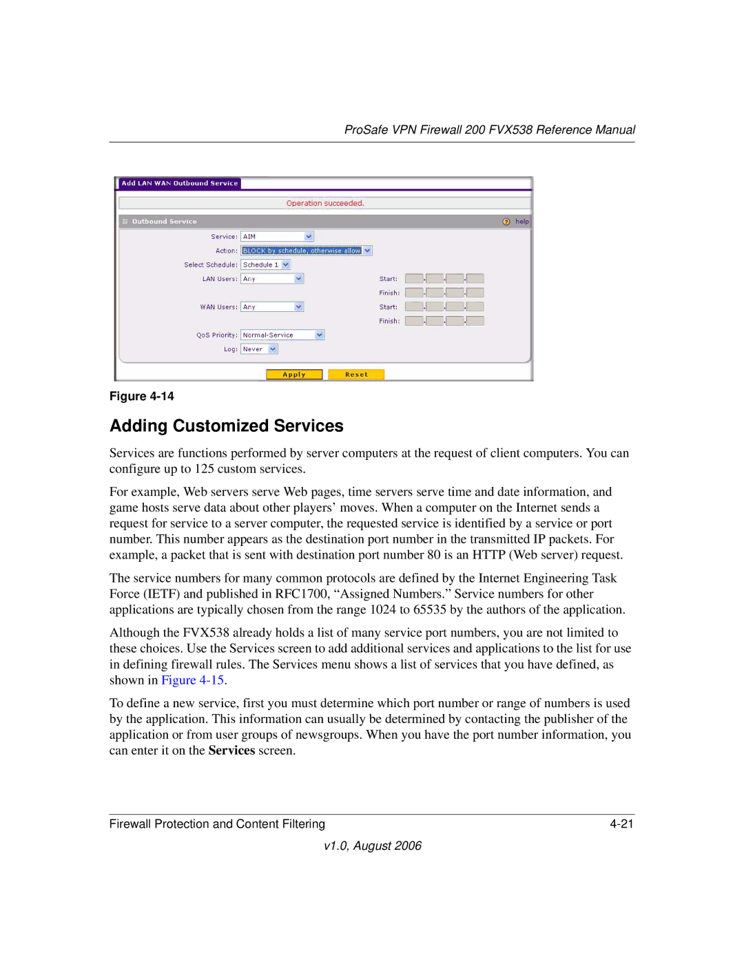 NETGEAR FVX538NA manual Adding Customized Services 