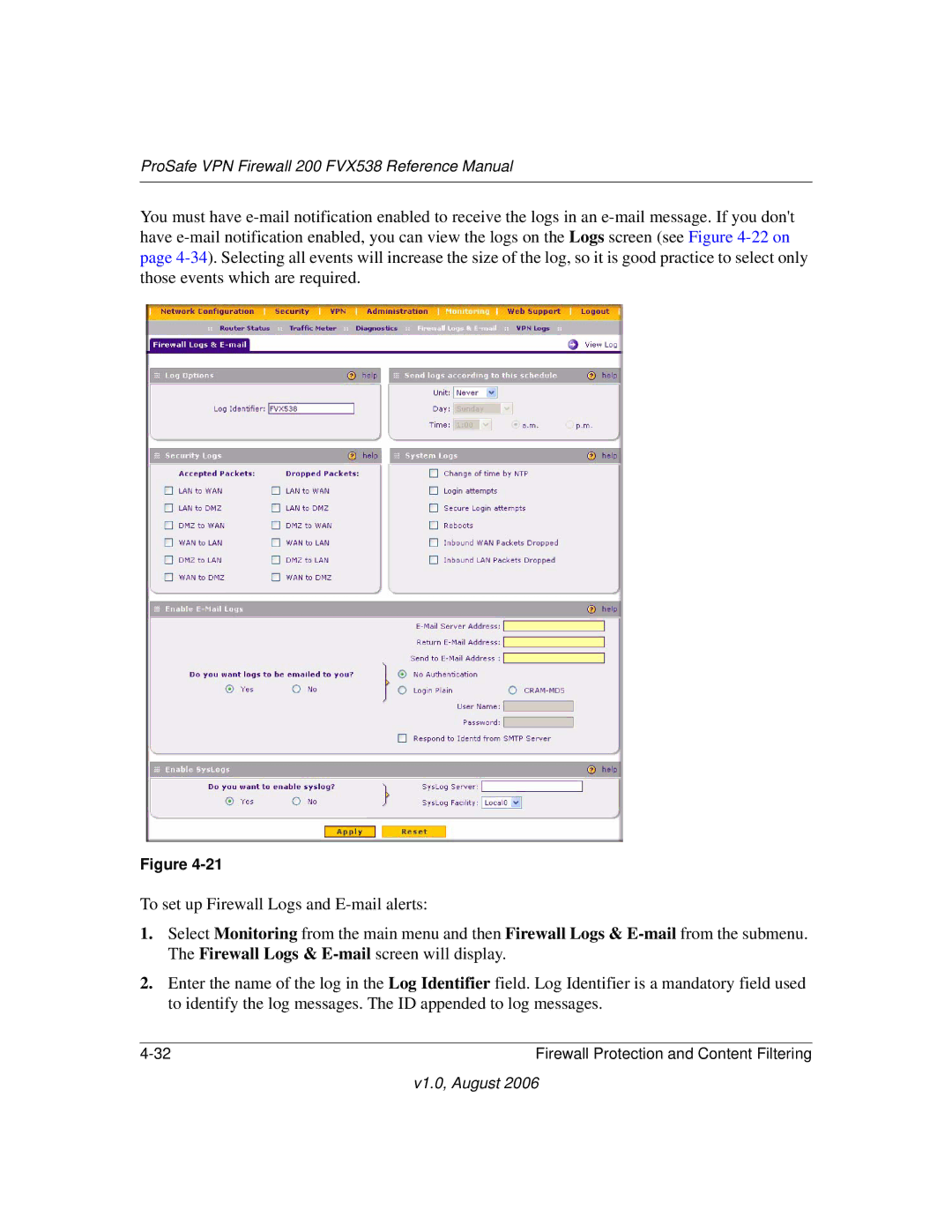 NETGEAR FVX538NA manual ProSafe VPN Firewall 200 FVX538 Reference Manual 