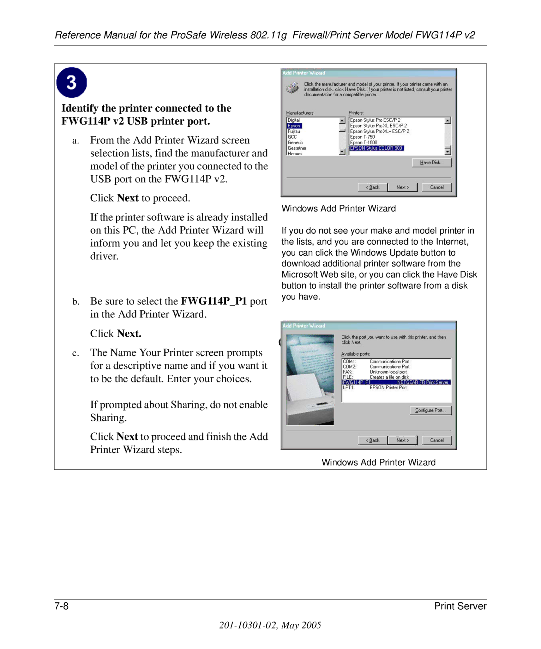 NETGEAR FWG114P v2 manual Print Server 