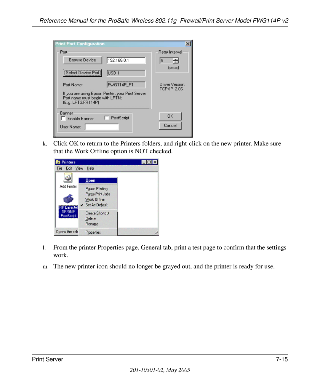 NETGEAR FWG114P v2 manual Print Server 