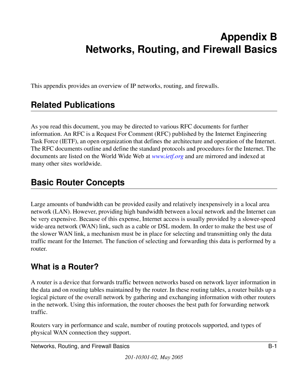 NETGEAR FWG114P v2 manual Appendix B Networks, Routing, and Firewall Basics, Related Publications Basic Router Concepts 