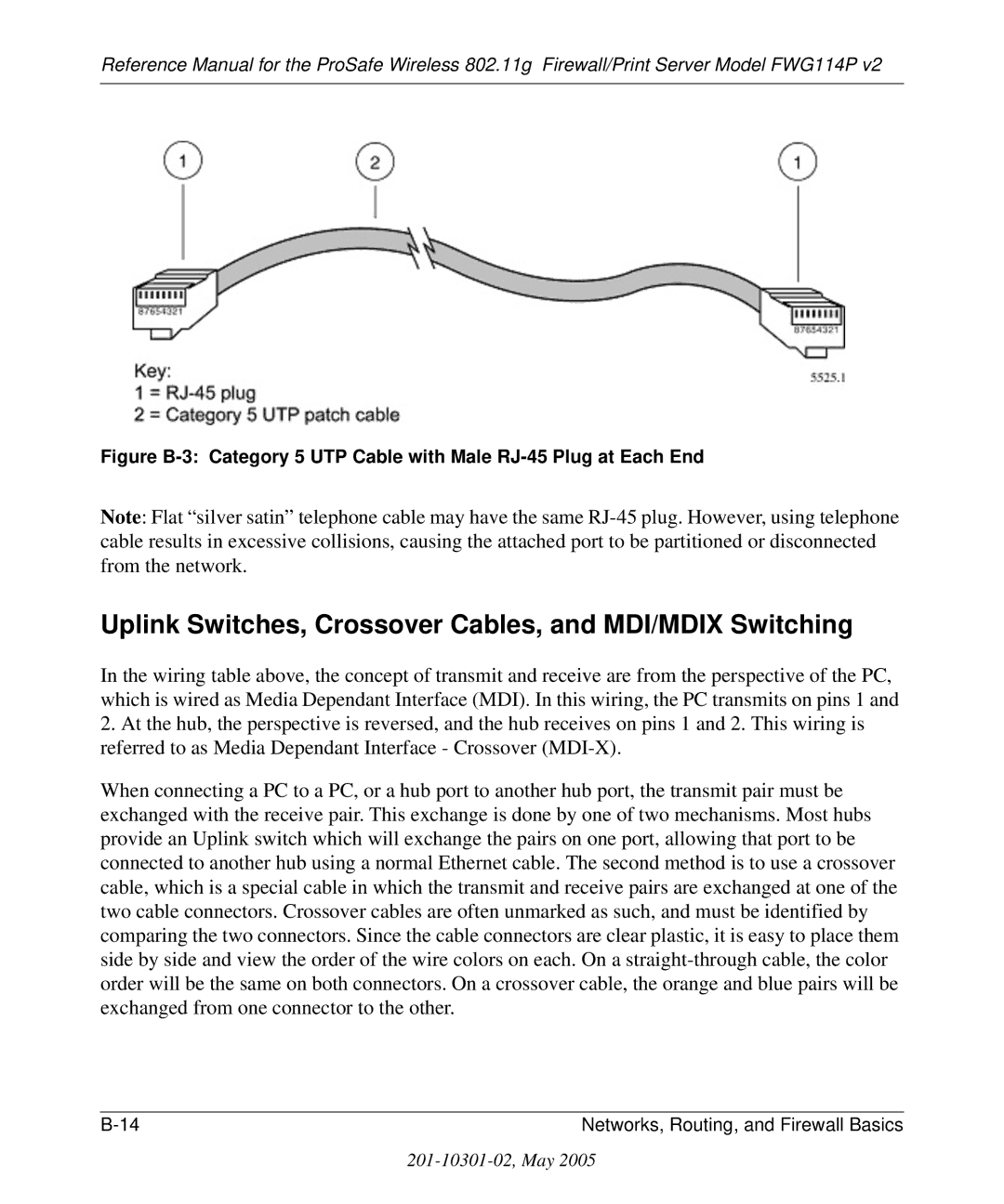 NETGEAR FWG114P v2 manual Uplink Switches, Crossover Cables, and MDI/MDIX Switching 