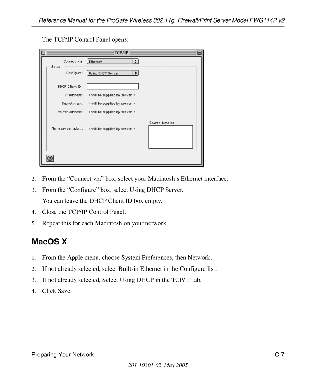 NETGEAR FWG114P v2 manual MacOS 