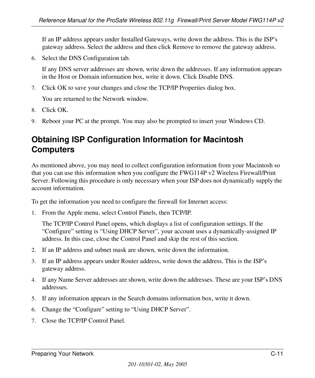 NETGEAR FWG114P v2 manual Preparing Your Network 