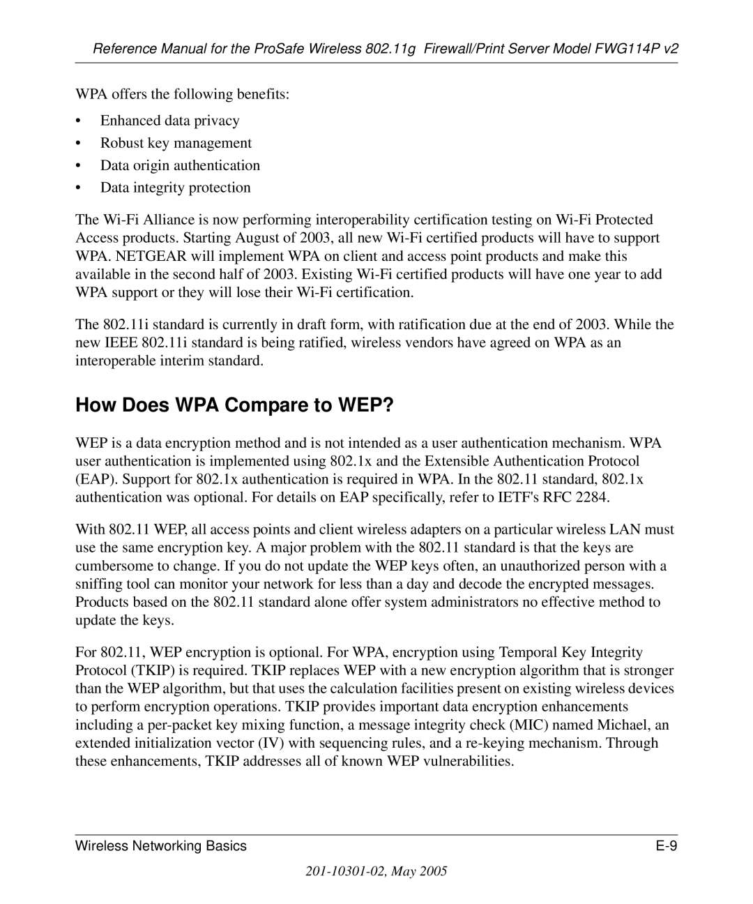 NETGEAR FWG114P v2 manual How Does WPA Compare to WEP? 