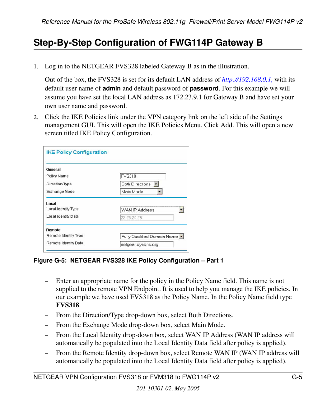 NETGEAR FWG114P v2 manual Step-By-Step Configuration of FWG114P Gateway B 