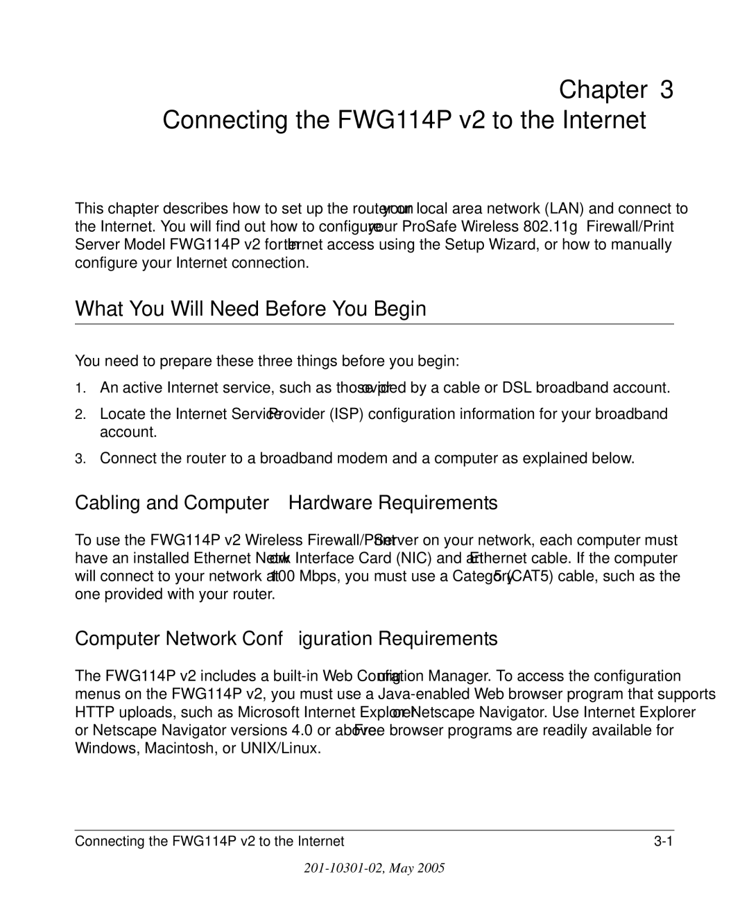 NETGEAR manual Connecting the FWG114P v2 to the Internet, What You Will Need Before You Begin 