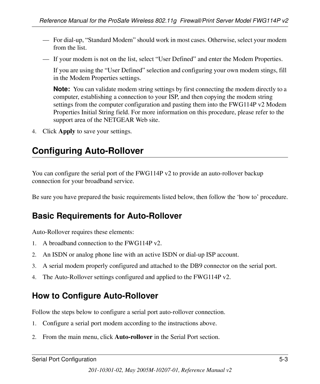 NETGEAR FWG114P v2 manual Configuring Auto-Rollover, Basic Requirements for Auto-Rollover, How to Configure Auto-Rollover 