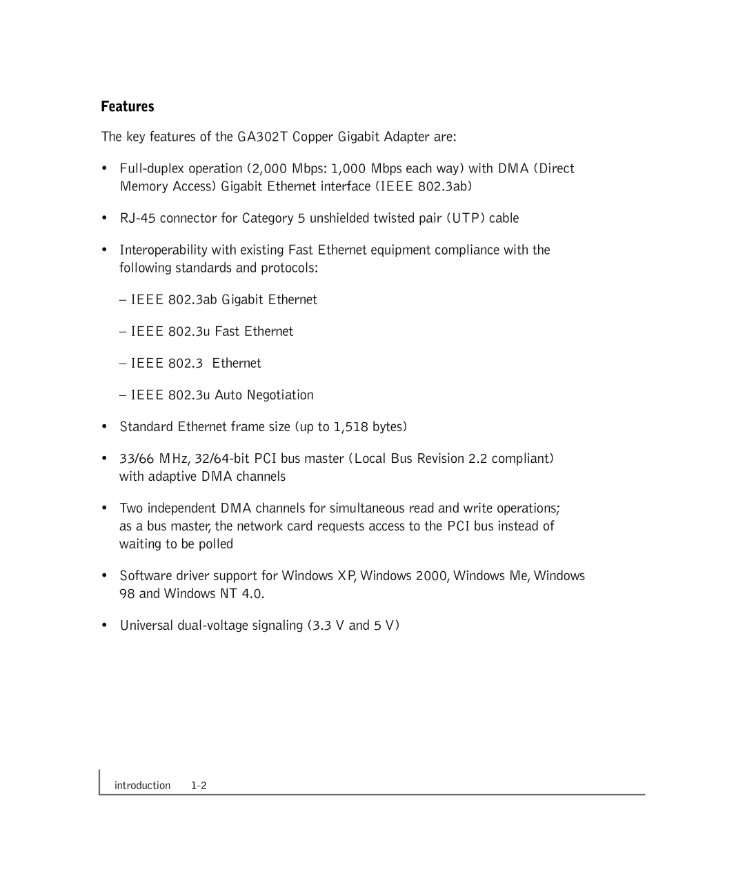 NETGEAR GA302T manual Features 