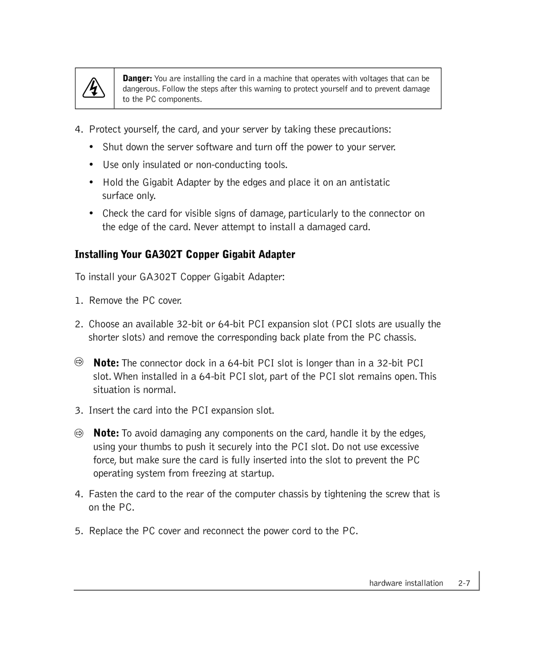 NETGEAR manual Installing Your GA302T Copper Gigabit Adapter 