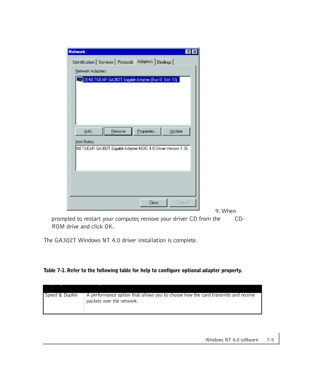 NETGEAR GA302T manual Property 