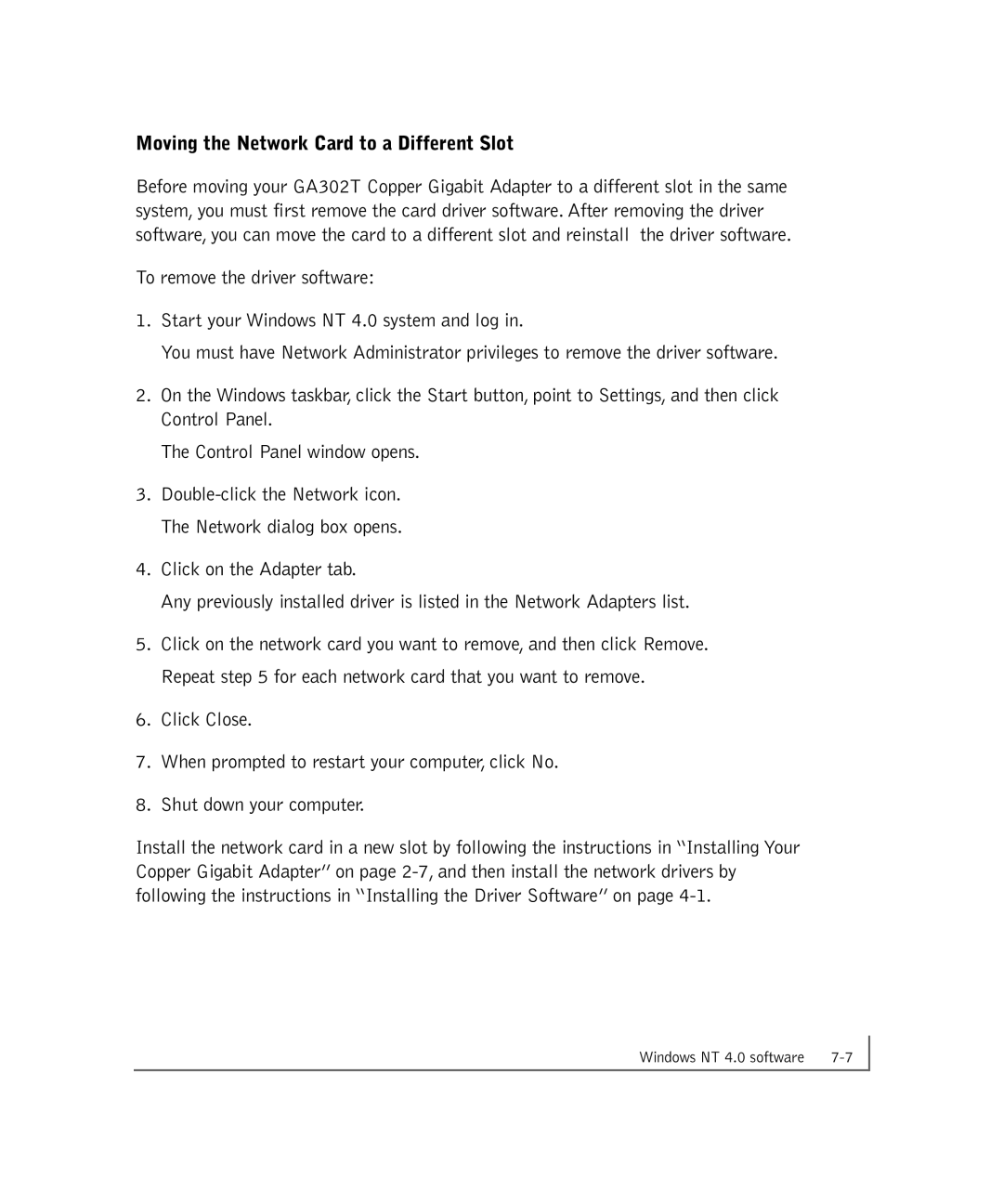 NETGEAR GA302T manual Double-click the Network icon. The Network dialog box opens 