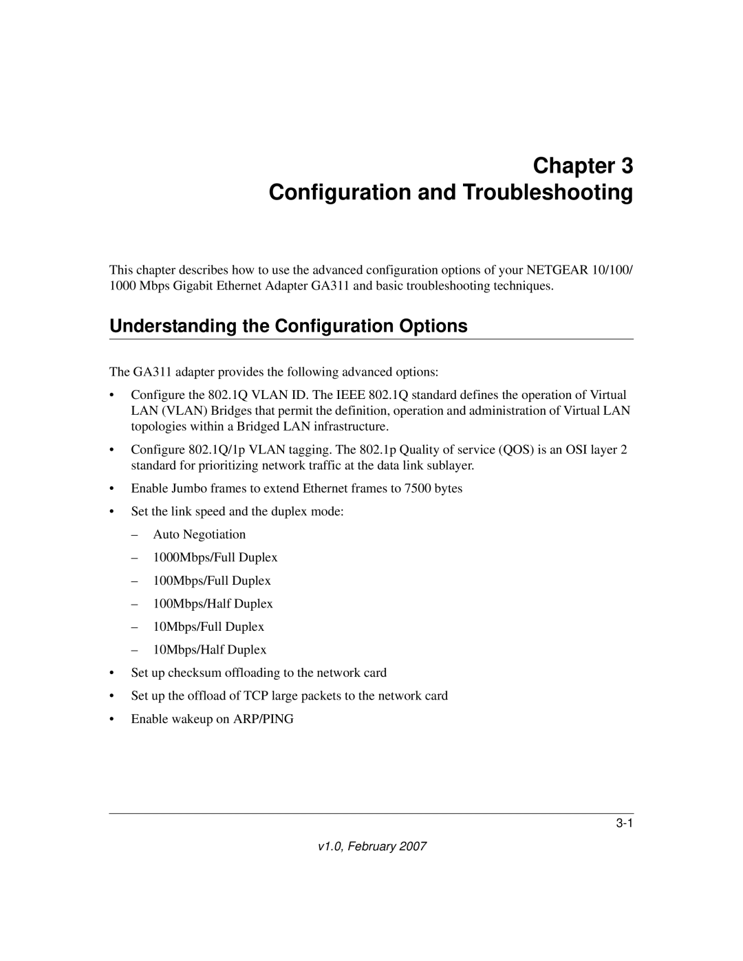 NETGEAR GA311 user manual Chapter Configuration and Troubleshooting, Understanding the Configuration Options 