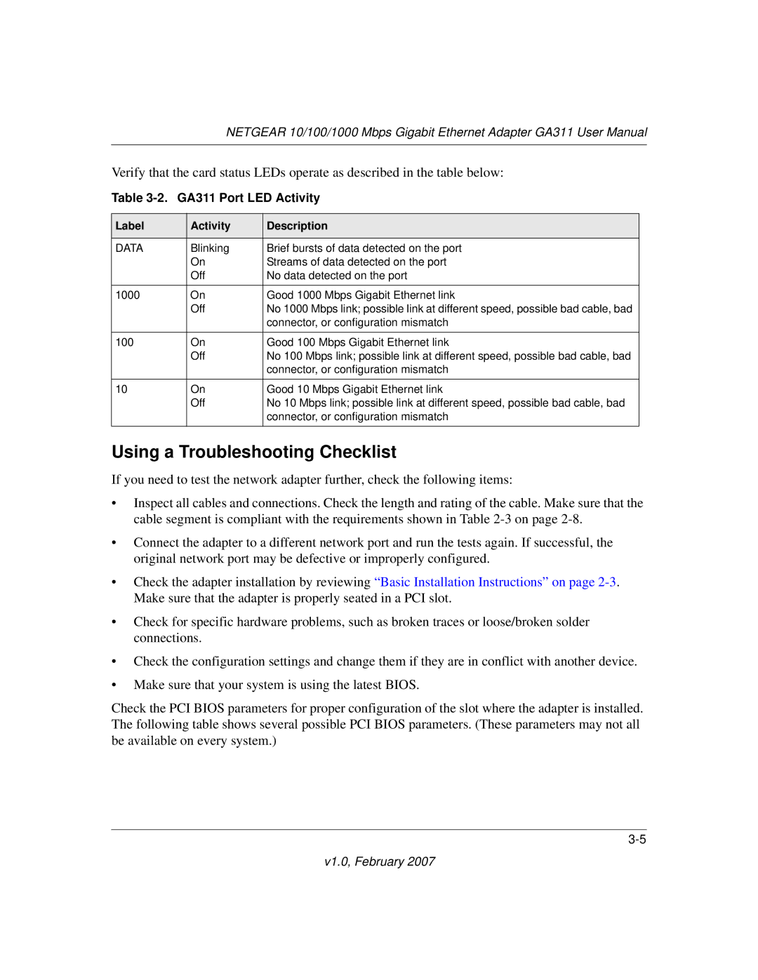 NETGEAR GA311 user manual Using a Troubleshooting Checklist 