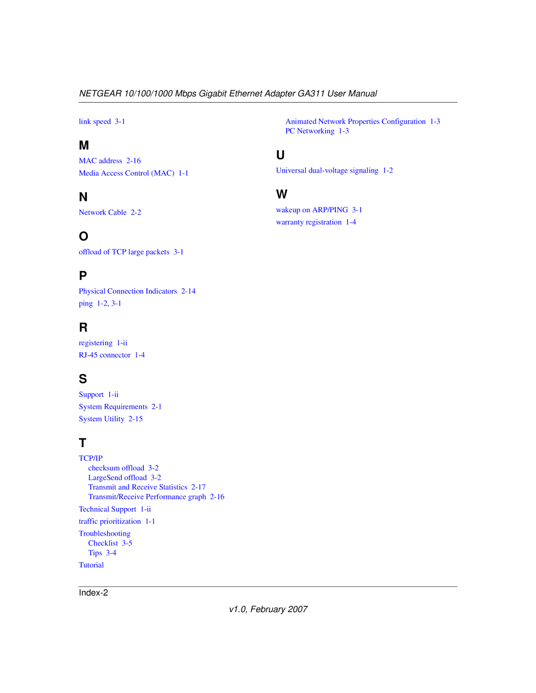 NETGEAR GA311 user manual Index-2 