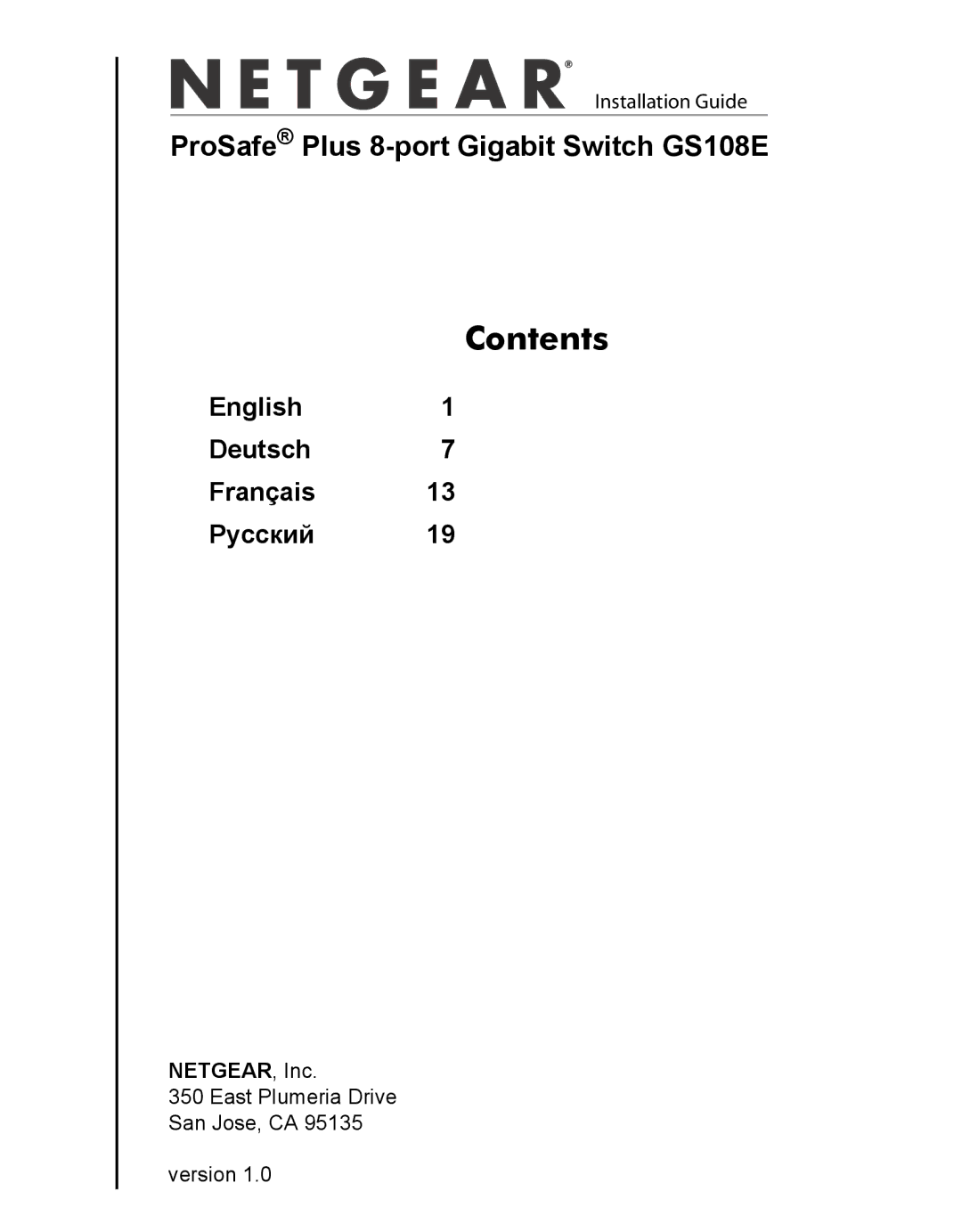 NETGEAR GS108E-100NAS manual Contents 