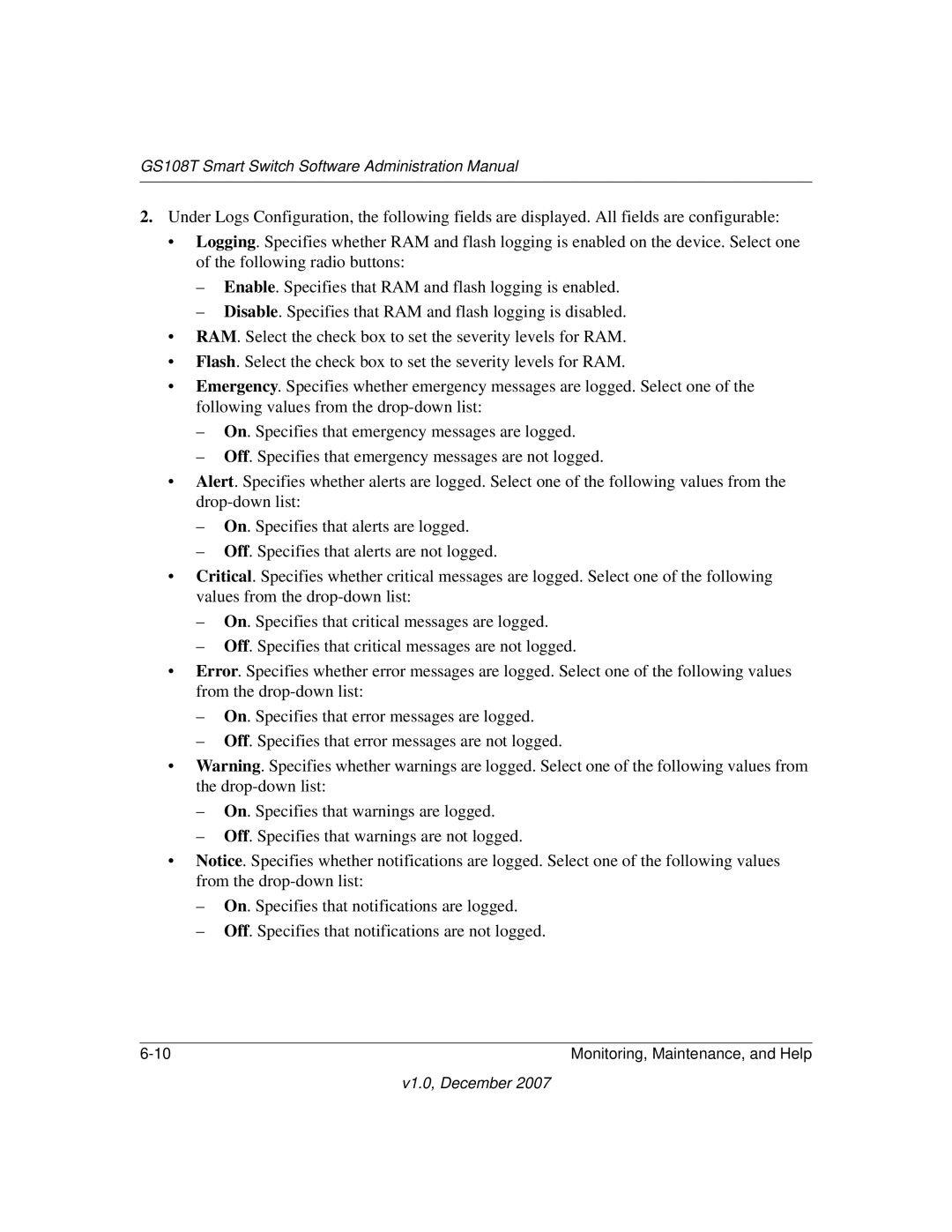 NETGEAR GS108T-100NAS manual GS108T Smart Switch Software Administration Manual 