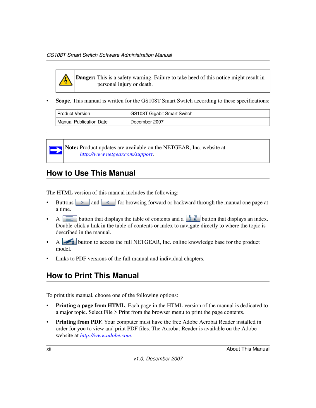 NETGEAR GS108T-100NAS manual How to Use This Manual, How to Print This Manual 