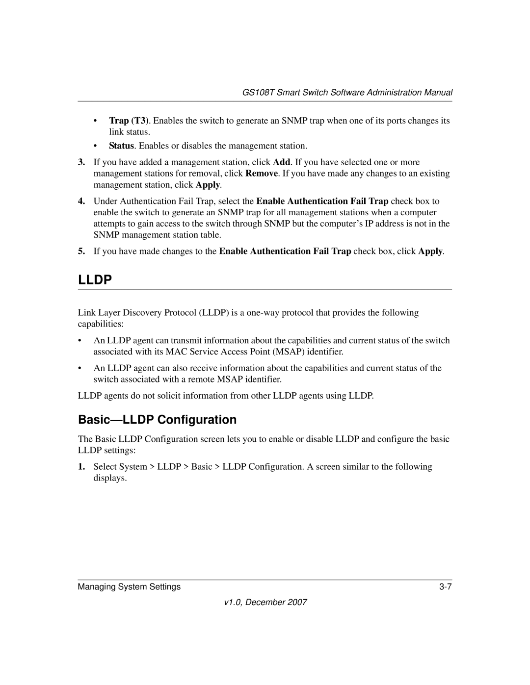 NETGEAR GS108T-100NAS manual Lldp, Basic-LLDP Configuration 