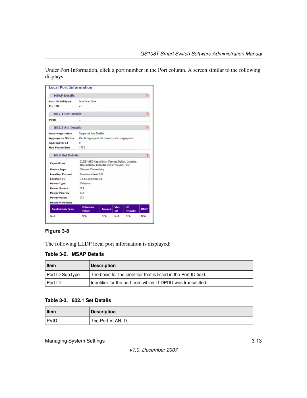 NETGEAR GS108T-100NAS manual Msap Details 