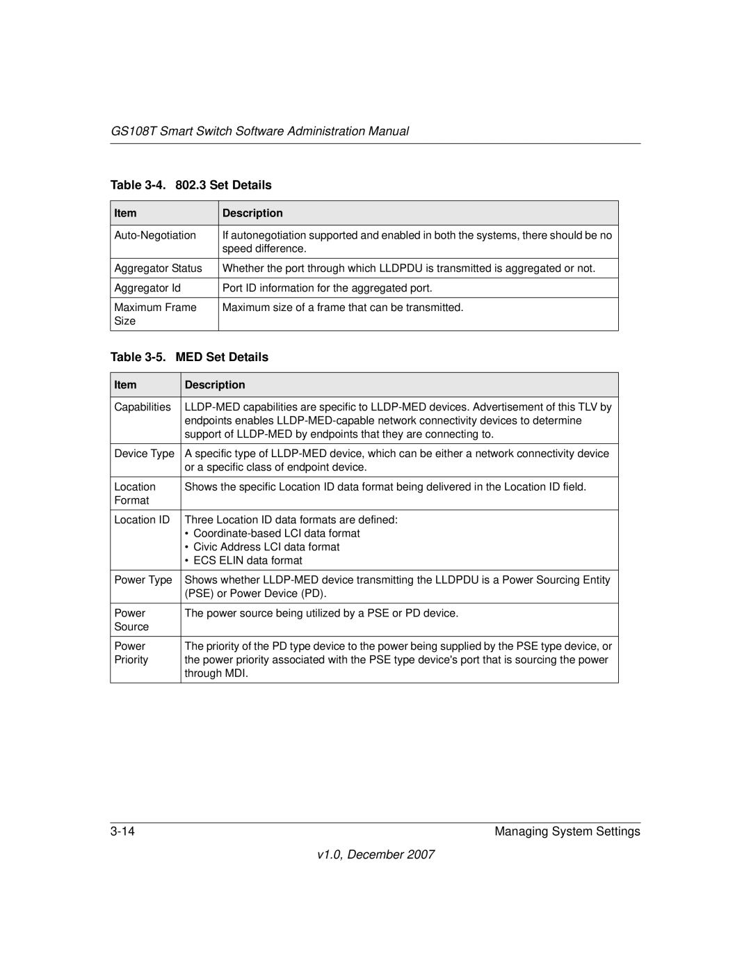 NETGEAR GS108T-100NAS manual Set Details 