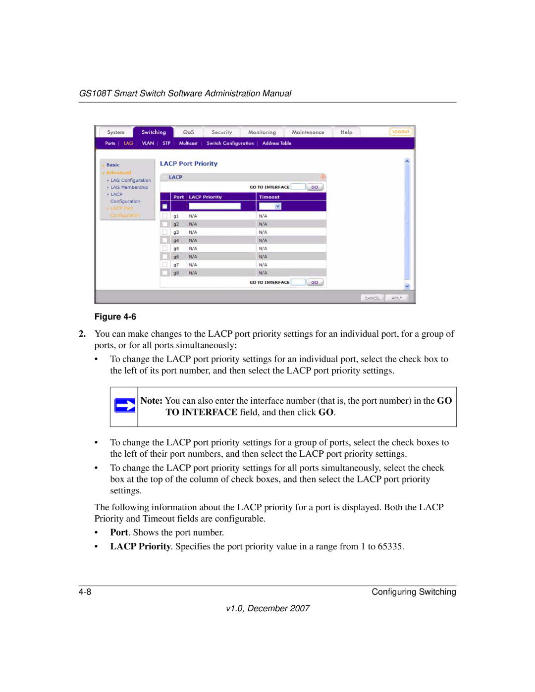 NETGEAR GS108T-100NAS manual GS108T Smart Switch Software Administration Manual 