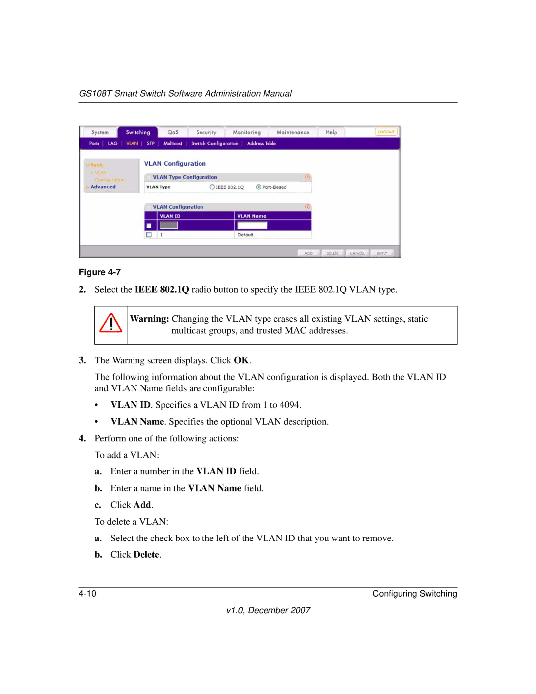 NETGEAR GS108T-100NAS manual GS108T Smart Switch Software Administration Manual 