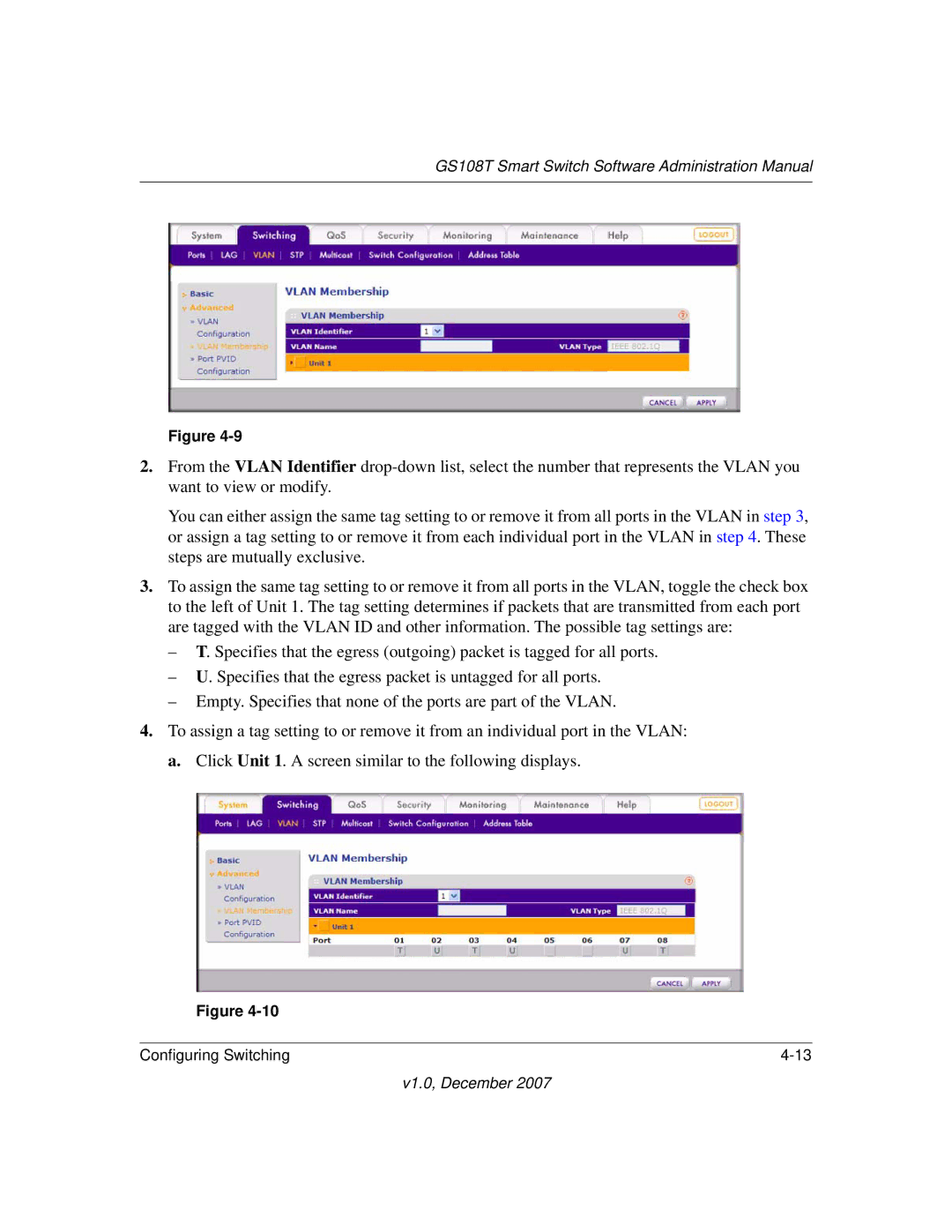 NETGEAR GS108T-100NAS manual GS108T Smart Switch Software Administration Manual 